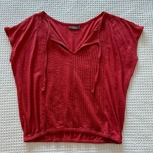Prana Ocupas Popover Top Women’s Size M Red Orange Organic Recycled Cotton